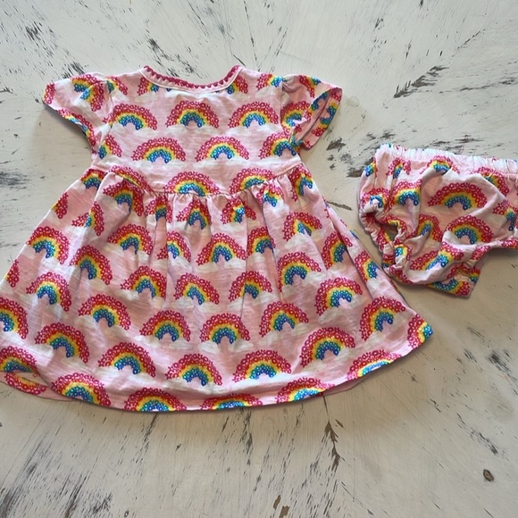 Hatley Baby 3-6 mo. Pink Dress with Rainbow and Floral Design - Picture 4 of 4